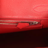 Pre-owned Hermes Birkin 30 Rouge Vif Ostrich Palladium Hardware - Thumbnail View 9
