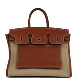 Hermes Birkin 35 A L'Envers Ficelle-Ecru H Dyed Canvas and Fauve Barenia Faubourg Palladium Hardware - Thumbnail View 1
