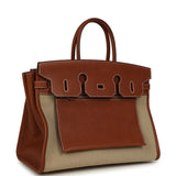Hermes Birkin 35 A L'Envers Ficelle-Ecru H Dyed Canvas and Fauve Barenia Faubourg Palladium Hardware - Thumbnail View 2