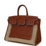 Hermes Birkin 35 A L'Envers Ficelle-Ecru H Dyed Canvas and Fauve Barenia Faubourg Palladium Hardware - Thumbnail View 5