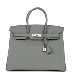 Hermes Birkin 35 Gris Pantin Togo Palladium Hardware