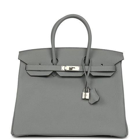 Hermes Birkin 35 Gris Pantin Togo Palladium Hardware