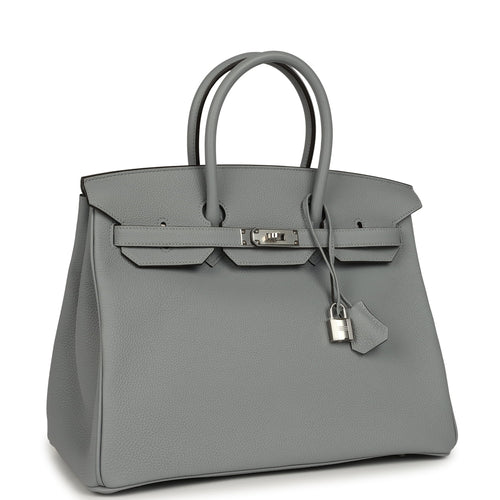 Hermes Birkin 35 Gris Pantin Togo Palladium Hardware