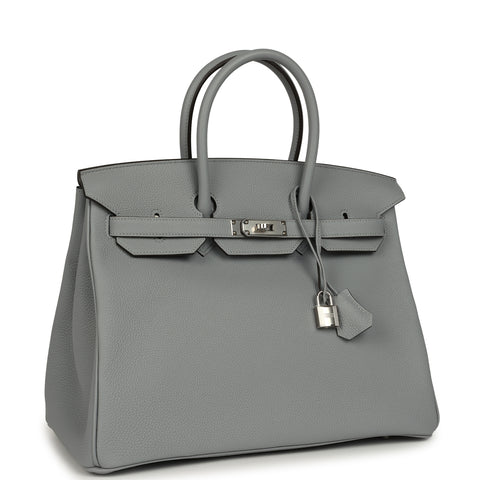 Hermes Birkin 35 Gris Pantin Togo Palladium Hardware