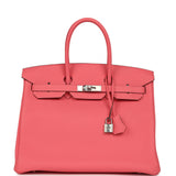 Hermes Birkin 35 Rose Azalee Clemence Palladium Hardware - Thumbnail View 1