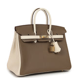 Hermes Special Order (HSS) Birkin 25 Etoupe and Nata Chevre Mysore Permabrass Hardware - Thumbnail View 2