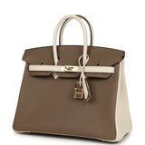 Hermes Special Order (HSS) Birkin 25 Etoupe and Nata Chevre Mysore Permabrass Hardware - Thumbnail View 5