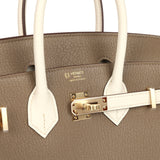 Hermes Special Order (HSS) Birkin 25 Etoupe and Nata Chevre Mysore Permabrass Hardware - Thumbnail View 7