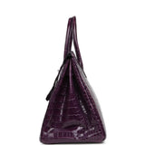 Pre-owned Hermes Birkin 35 Cassis Shiny Porosus Crocodile Palladium Hardware - Thumbnail View 3
