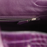 Pre-owned Hermes Birkin 35 Cassis Shiny Porosus Crocodile Palladium Hardware - Thumbnail View 9
