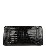 Pre-owned Hermes Birkin 35 Bleu Marine Shiny Porosus Crocodile 18K White Gold Diamond Hardware - Thumbnail View 6