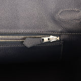 Pre-owned Hermes Birkin 35 Bleu Marine Shiny Porosus Crocodile 18K White Gold Diamond Hardware - Thumbnail View 10