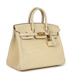 Hermes Birkin 25 Vanille Matte Alligator Gold Hardware