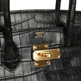 Hermes Birkin 30 Black Matte Niloticus Crocodile Gold Hardware - Thumbnail View 7