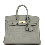 Hermes Birkin 25 Gris Perle Matte Alligator Gold Hardware - Thumbnail View 1