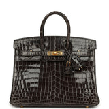 Hermes Birkin 25 Graphite Shiny Niloticus Crocodile Gold Hardware - Thumbnail View 1