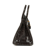 Hermes Birkin 25 Graphite Shiny Niloticus Crocodile Gold Hardware - Thumbnail View 3