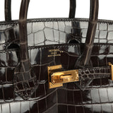 Hermes Birkin 25 Graphite Shiny Niloticus Crocodile Gold Hardware - Thumbnail View 7