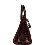 Vintage Hermes Birkin 25 Bordeaux Shiny Porosus Crocodile Gold Hardware - Thumbnail View 3