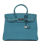 Vintage Hermes Birkin 35 Blue Jean Togo Palladium Hardware - Thumbnail View 1