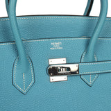 Vintage Hermes Birkin 35 Blue Jean Togo Palladium Hardware - Thumbnail View 7