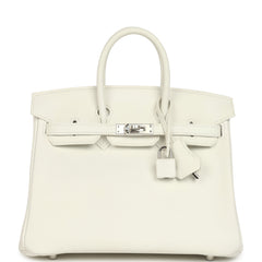 Hermes Birkin 25 New White Swift Palladium Hardware