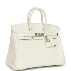 Hermes Birkin 25 New White Swift Palladium Hardware