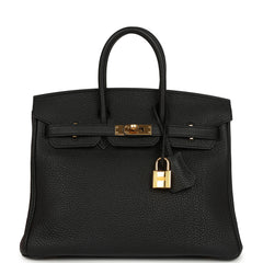 Pre-owned Hermes Birkin 25 Black Togo Gold Hardware