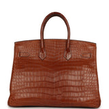 Pre-owned Hermes Birkin 35 Gold Matte Porosus Crocodile Gold Hardware - Thumbnail View 4