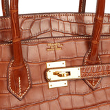 Pre-owned Hermes Birkin 35 Gold Matte Porosus Crocodile Gold Hardware - Thumbnail View 7