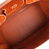 Pre-owned Hermes Birkin 35 Gold Matte Porosus Crocodile Gold Hardware - Thumbnail View 8
