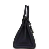 Pre-owned Hermes Officier Birkin 25 Bleu Nuit Togo and Vert Cypress Swift Palladium Hardware - Thumbnail View 3