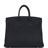 Pre-owned Hermes Officier Birkin 25 Bleu Nuit Togo and Vert Cypress Swift Palladium Hardware - Thumbnail View 4