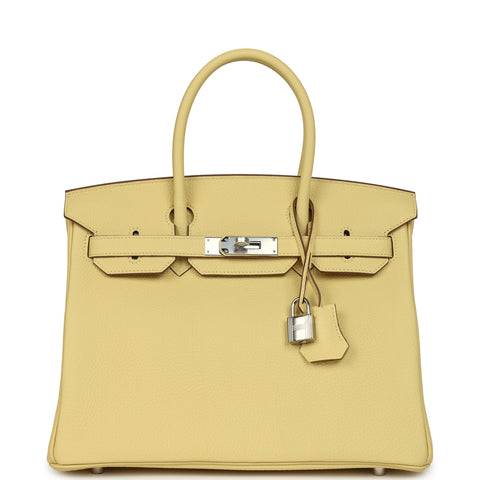 Hermes Birkin 30 Jaune Poussin Togo Palladium Hardware