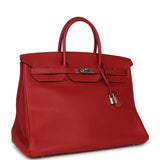 Pre-owned Hermes Birkin 40 Rouge Garance Togo Palladium Hardware - Thumbnail View 2