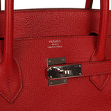 Pre-owned Hermes Birkin 40 Rouge Garance Togo Palladium Hardware - Thumbnail View 7