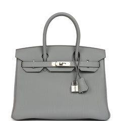 Hermes Birkin 30 Gris Pantin Togo Palladium Hardware