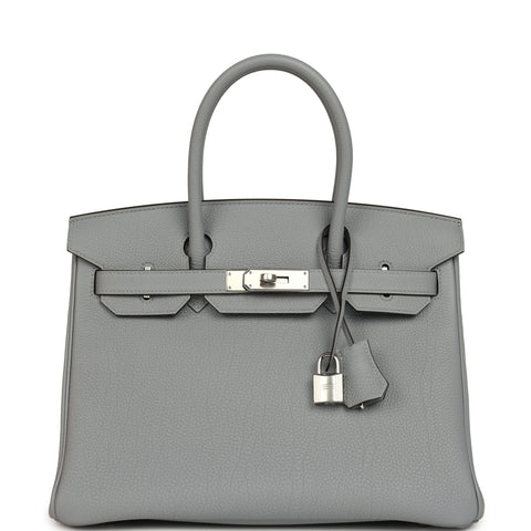 Hermes Birkin 30 Gris Pantin Togo Palladium Hardware
