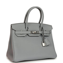 Hermes Birkin 30 Gris Pantin Togo Palladium Hardware
