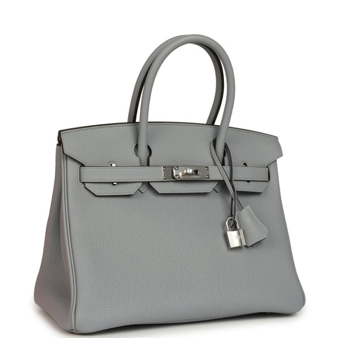 Hermes Birkin 30 Gris Pantin Togo Palladium Hardware