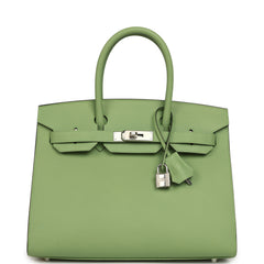 Hermes Birkin Sellier 30 Vert Criquet Epsom Palladium Hardware