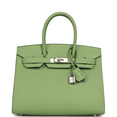 Hermes Birkin Sellier 30 Vert Criquet Epsom Palladium Hardware