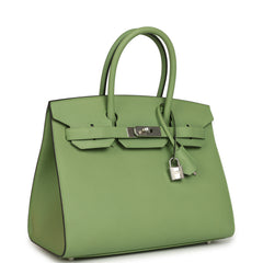 Hermes Birkin Sellier 30 Vert Criquet Epsom Palladium Hardware