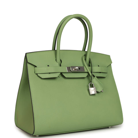 Hermes Birkin Sellier 30 Vert Criquet Epsom Palladium Hardware