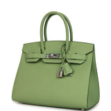Hermes Birkin Sellier 30 Vert Criquet Epsom Palladium Hardware - Thumbnail View 5