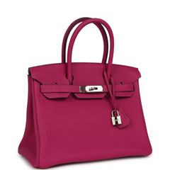 Pre-owned Hermes Birkin 30 Rose Poupre Togo Palladium Hardware