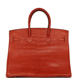 Pre-owned Hermes Birkin 35 Orange Matte Alligator Gold Hardware - Thumbnail View 4