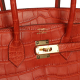 Pre-owned Hermes Birkin 35 Orange Matte Alligator Gold Hardware - Thumbnail View 7
