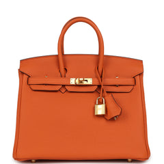 Hermes Birkin 25 Orange Togo Gold Hardware