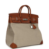 Hermes Birkin HAC 40 Fauve Barenia Faubourg and Ficelle Toile Palladium Hardware - Thumbnail View 2